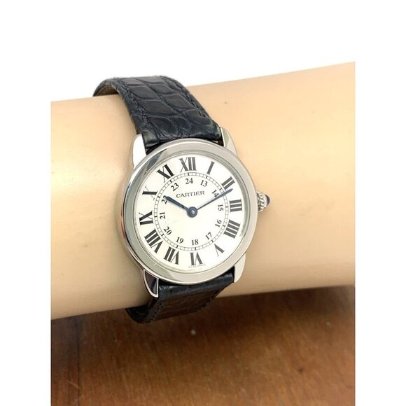 Cartier Ronde Solo W6700155 Women\'s Watch Swiss Quartz Silver Dial Leather 29mm main image 5